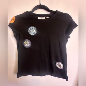 Cheap Monday Black Tee with Graphic Accents